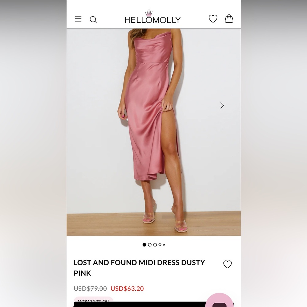 “HELLO MOLLY LOST AND FOUND MIDI DRESS DUSTY PINK”